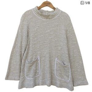 Cut Loose Women's Mock Neck Knit Tunic Top Size S Natural Textured Long Sleeve